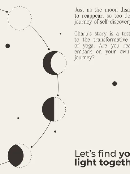 The conclusion of the moon phase story. My journey is a testament to the transformative power of yoga, and I invite you to start your own.