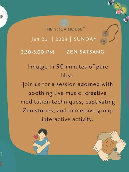 Join us for a Zen Satsang, a 90-minute session of pure bliss. This experience is adorned with soothing live music, creative meditation techniques, and captivating Zen stories.