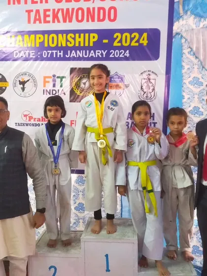 The girls' category podium at the Inter-Club championship. We encourage and train our female students to be fierce competitors.