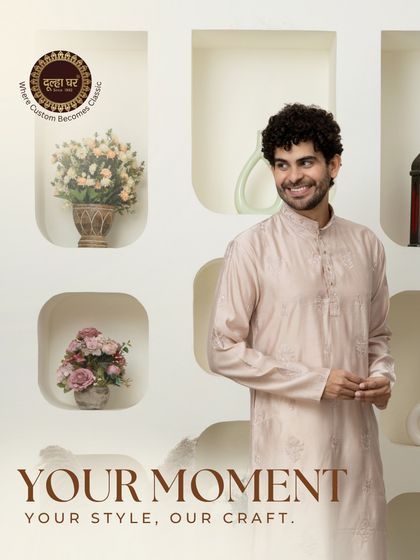 Your moment, your style, our craft. This soft pink kurta is a beautiful example of a handcrafted heirloom, designed to bring out your personality.
