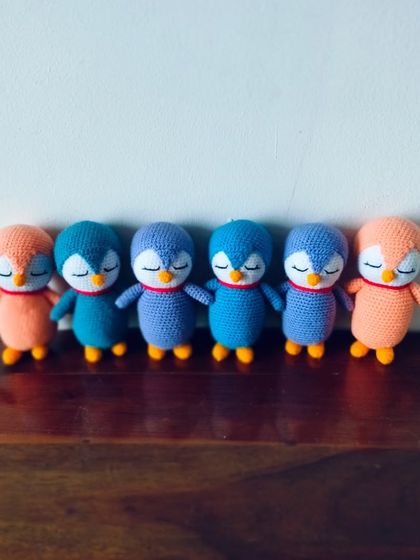 A whole line of my handmade penguins in different colors. You can order your favorite color.