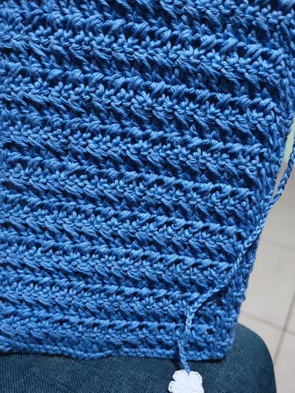 The beautiful texture of the crochet stitch used for my book covers. This one is shown before the floral embellishments are added.
