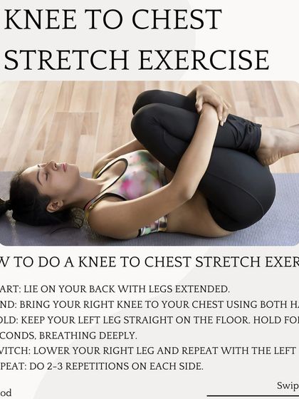 The Knee-to-Chest stretch is a simple way to release tension in the lower back and glutes. I often recommend this to patients to help alleviate stiffness, especially after long periods of sitting.