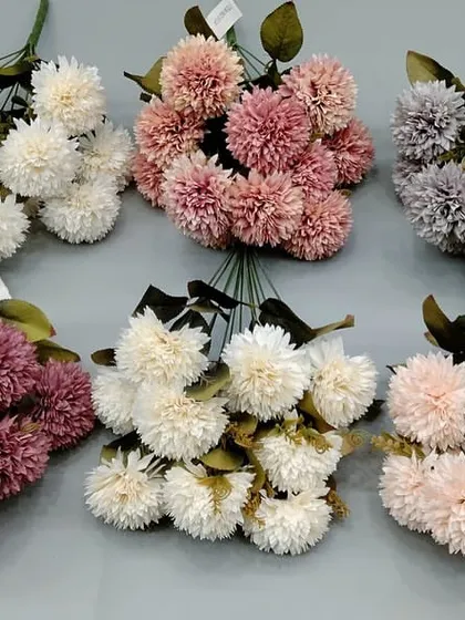 More color options for our artificial chrysanthemum bunches, including white, dusty pink, grey, and mauve.