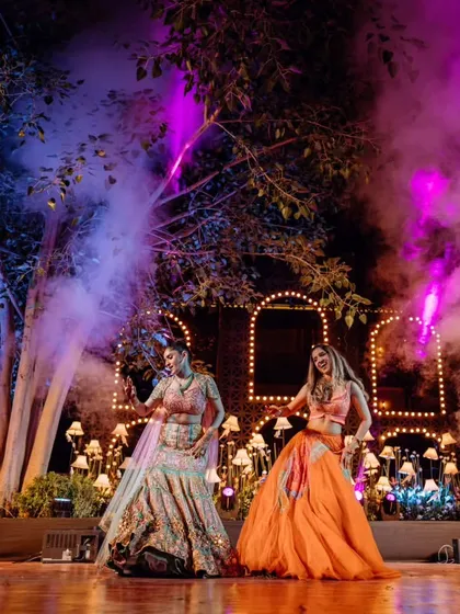 A Sangeet is incomplete without the bride and her squad setting the stage on fire. We coordinate every performance, ensuring the lighting, sound, and choreography come together for a show-stopping moment like this.