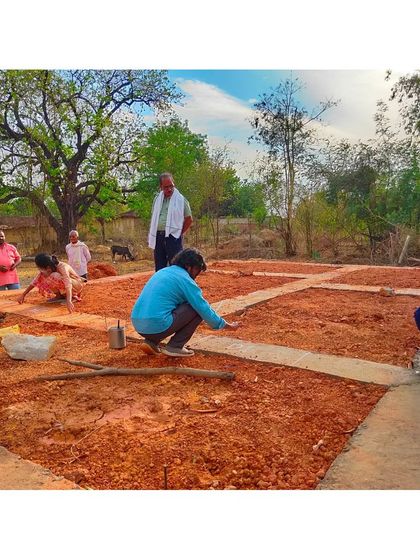 Our team working alongside local villagers to mark out the foundation for a new homestay. This hands-on, collaborative approach is central to our philosophy, breaking down walls between architects and the people who will inhabit the spaces.