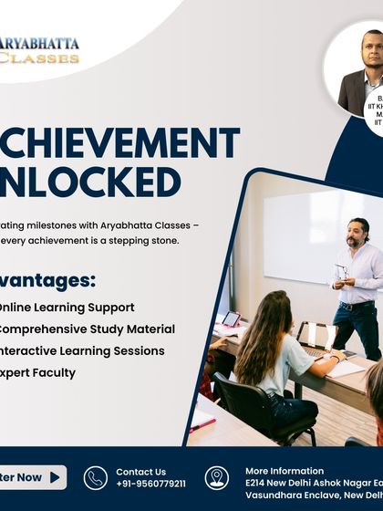 Unlock your achievement with our expert faculty. This graphic highlights the advantages of learning with us, including interactive sessions led by experienced educators like our founder, an IIT alumnus.