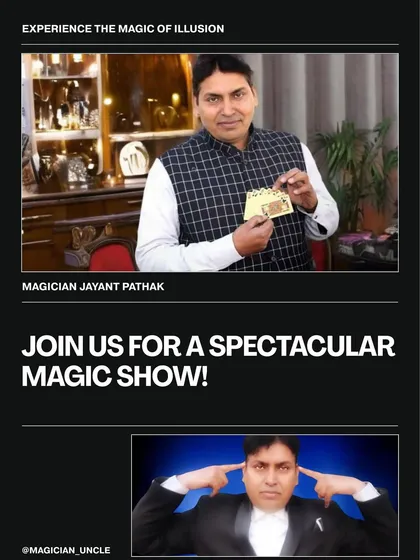 A promotional graphic showcasing my services for spectacular magic shows, featuring both close-up and mentalism.