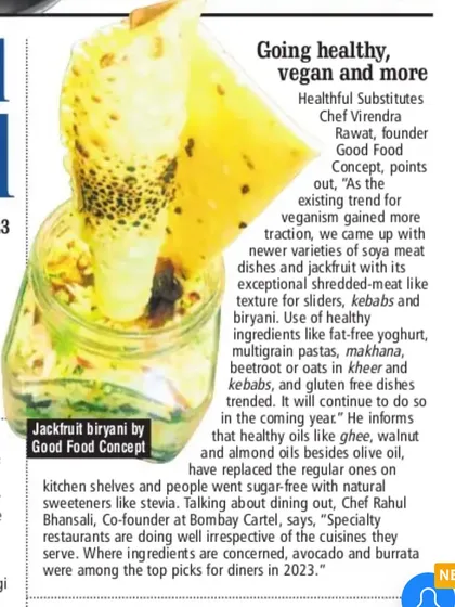We were thrilled to see our Jackfruit Biryani featured as a top trend. It's a testament to our commitment to creating healthy, vegan, and innovative dishes.