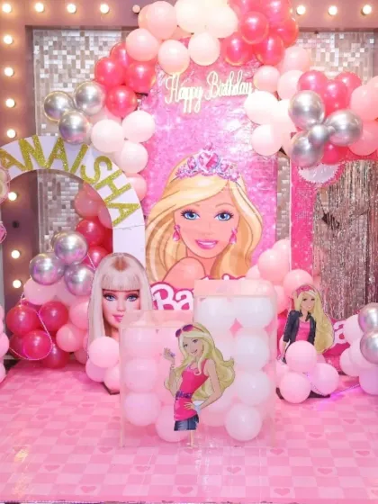 Come on Barbie, let's go party! This all-pink Barbie theme for Anahsa was a dream come true, with a life-sized Barbie, a pink car made of balloons, and tons of sparkle.