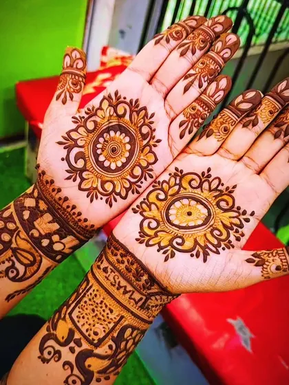 Another view of the unique complementary mandala designs. This is a great option for someone who wants a traditional feel with a creative twist.
