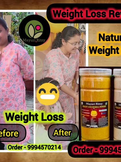 A happy customer sharing her before and after photos. Her smile in the 'after' photo is my biggest reward. Our natural weight loss kit, which includes the Herbal Powder and Diet Planner, helped her achieve her goal.
