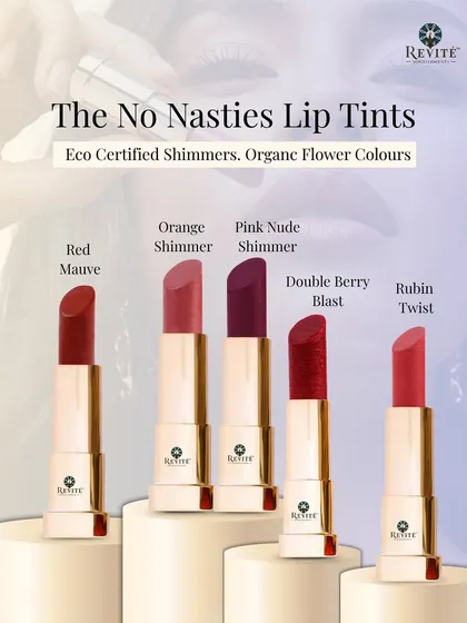 Finding your perfect shade should be a joy, not a compromise. I've created a range of lip tints from bold Red Mauve to a subtle Pink Nude Shimmer, all made with organic flower pigments and eco-certified shimmers, so you can express every mood naturally.