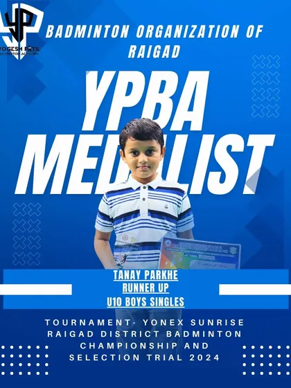 Tanay Parkhe, our U10 Boys Singles runner-up at the Raigad District Championship, showing great promise for the future.