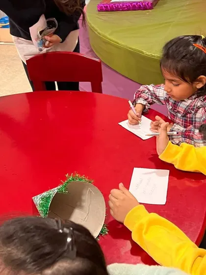 This is how we celebrate birthdays at The Reading Room. We make it special with fun activities like writing birthday wishes, ensuring the birthday child feels loved and celebrated by all their friends.