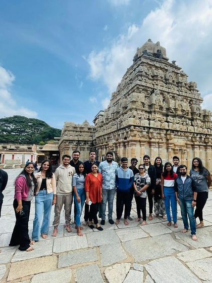 Exploring the beautiful architecture of the Bhoga Nandeeshwara Temple.