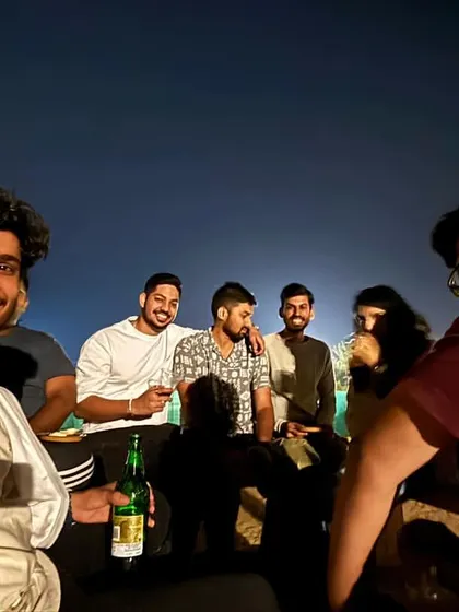 A selfie capturing the fun and camaraderie of a night out with the group.