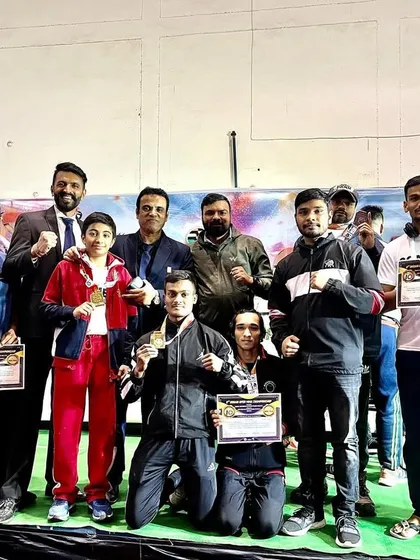 The Delhi team after a successful campaign at the Indian Open MMA Championship. We secured medals in all divisions, proving our strength and versatility as a team.