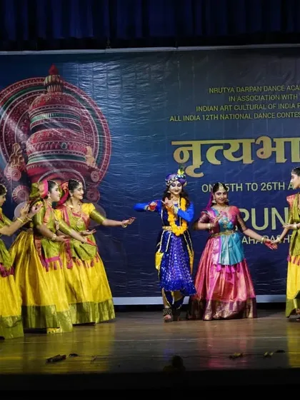 Radha and Krishna at the center of the story. Our productions focus on bringing these divine love stories to life through the beautiful medium of semi-classical dance.
