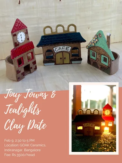 Light up your home with a whimsical, handmade tealight holder. In this clay date, you can build and paint your own miniature building, like a cafe or a clock tower.