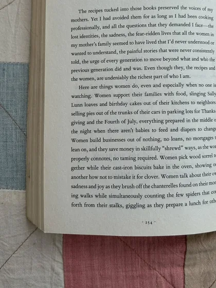 A passage from a memoir on our shelf. Books that tell stories of food, women, and community resonate deeply with our philosophy.