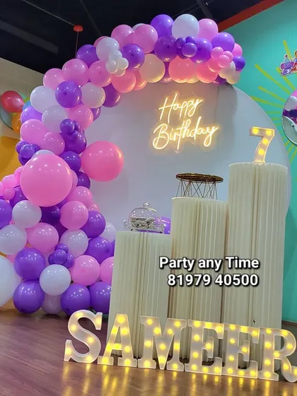 The complete setup for Sameera's 7th birthday celebration.