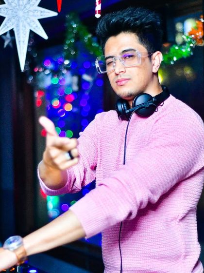 Kicking off the new year with a packed schedule. This photo captures the festive vibe of a holiday season gig.