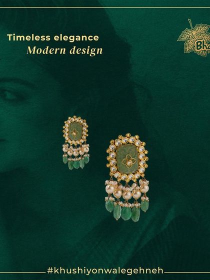Add a touch of elegance to your outfit with our pearl-studded earrings. They are crafted with Meenakari work, Kundan settings, and delicate diamonds and stones for a look of modern design and timeless elegance.