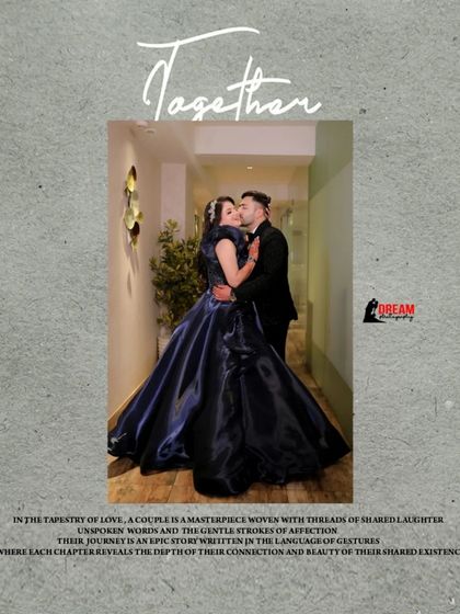 A romantic portrait from a ring ceremony, framed with poetic text to create a beautiful, storybook-like memory.