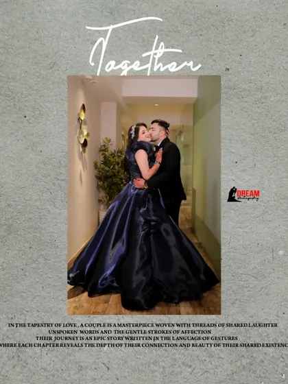 A romantic portrait from a ring ceremony, framed with poetic text to create a beautiful, storybook-like memory.