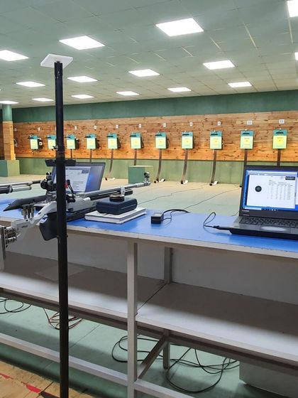 The range is set and ready for action. This image highlights the clean, organized, and professional environment we maintain for our shooters.