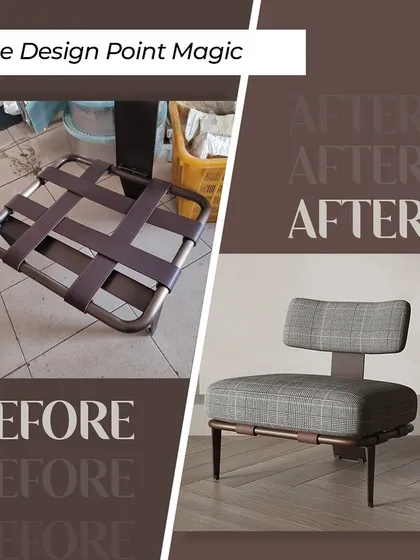 A before-and-after look at what's possible. I can take a basic frame and transform it into a fully-upholstered, stylish, and comfortable chair.