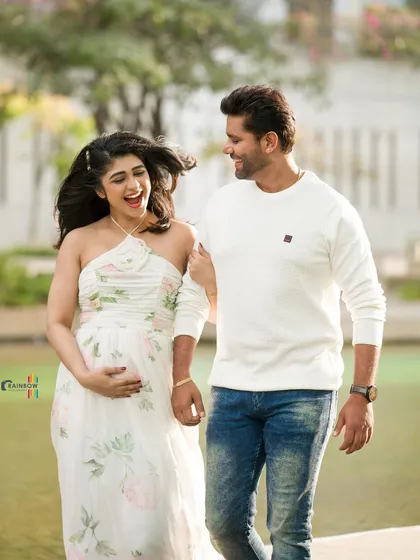 A duplicate of 21, this candid moment from Aditi Prabhudeva's maternity shoot is full of genuine happiness.
