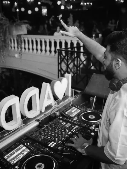 A shot from my residency at Bombay Adda, one of Bangalore's top spots. I'm pointing out to the crowd, connecting with them and keeping the vibe alive.