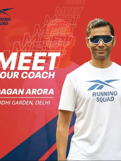 Meet your coach. This graphic introduces me as the coach for the Reebok Running Squad at Lodhi Garden, Delhi.
