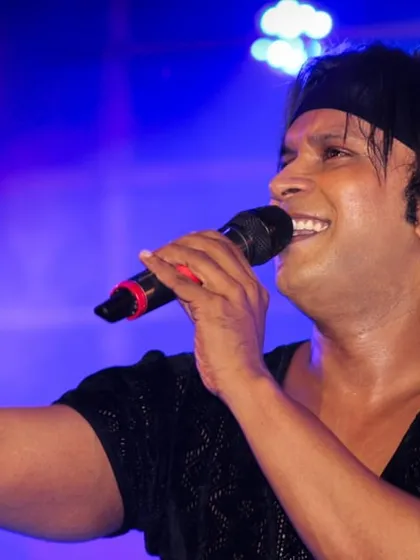 A close-up from the college fest, smiling and singing my heart out. The joy on stage is real, and it comes from the love I get from the crowd.