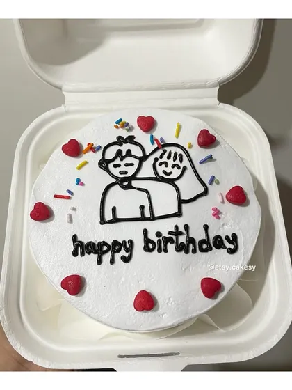 Another variation of the popular hand-drawn couple design for a happy birthday celebration.