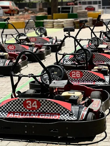 Our karts are lined up and ready for the weekend. Just a reminder to always call before visiting, as we sometimes host private events.
