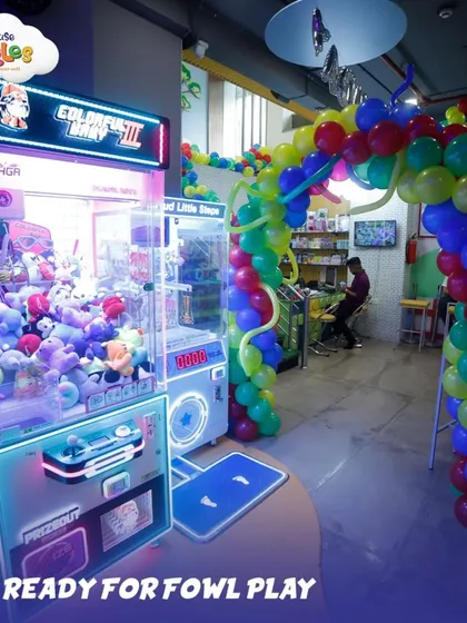 Get ready for fowl play! Our claw machine is stocked with adorable plush toys, just waiting for a skilled player to grab them. It's a classic arcade challenge everyone loves.
