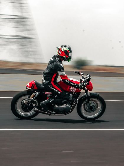 A motion-blur shot of a rider on a GT 650.