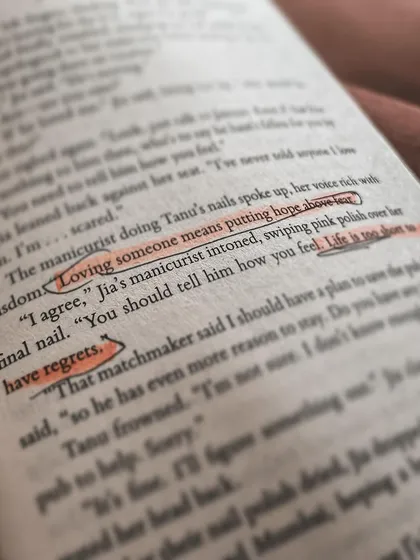 "Loving someone means putting hope above fear." A wise quote from a manicurist in *Match Me If You Can*, highlighted by a reader.