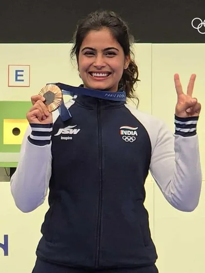 A smile of victory from Manu Bhaker, holding her Paris 2024 Olympic bronze medal. Her achievement is an inspiration to all aspiring shooters at our academy.