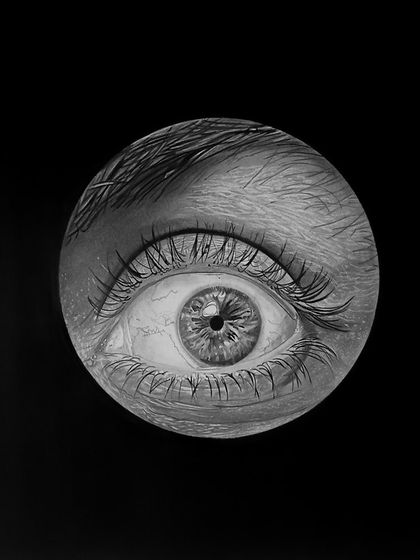This eye drawing captures a moment of reflection, with the subject looking up. The challenge was to render the subtle folds and creases of the eyelid realistically.