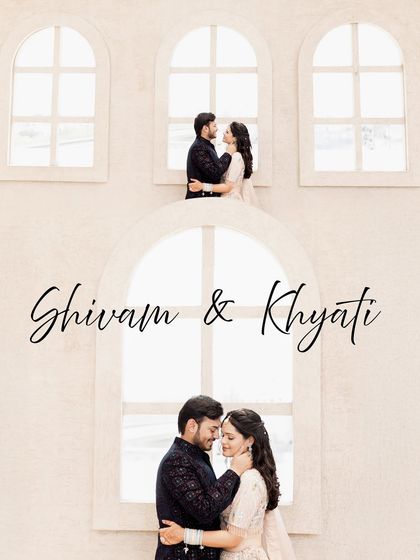 A creative and modern studio portrait using architectural elements. The repetition of the arched windows creates a unique composition that is both romantic and visually interesting.