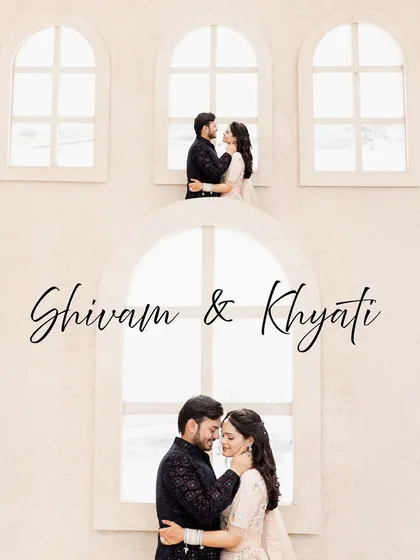 A creative and modern studio portrait using architectural elements. The repetition of the arched windows creates a unique composition that is both romantic and visually interesting.