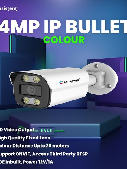 Our 4MP IP Bullet Colour Camera delivers high-definition video output with a high-quality fixed lens. It provides clear color footage up to a distance of 20 meters and supports inbuilt POE for simple, single-cable installation.