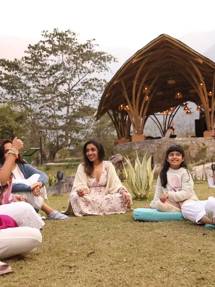 Our closing ceremony was filled with love, laughter, and gratitude. We were graced by a musician who led us in a cacao ceremony and kirtan, making the evening truly special.