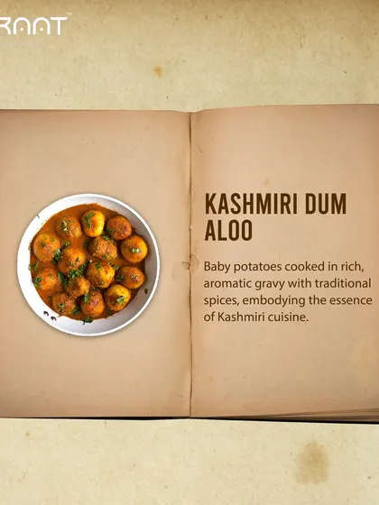 My Kashmiri Dum Aloo features baby potatoes cooked in a rich, aromatic gravy with traditional spices.