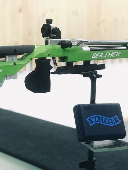 This is the 'BIG BOY', a Walther competition-grade air rifle. We provide our advanced shooters with the best Olympic-grade equipment to ensure they can perform at their peak.