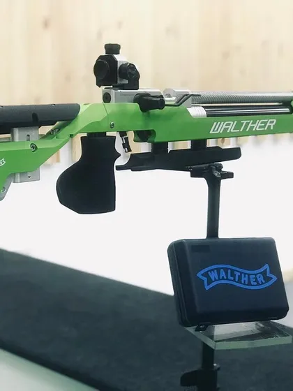This is the 'BIG BOY', a Walther competition-grade air rifle. We provide our advanced shooters with the best Olympic-grade equipment to ensure they can perform at their peak.